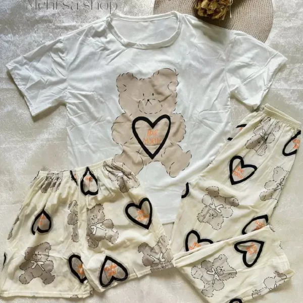 ست سه تکه فانتزی طرح خرس قهوه ای کد 277 - Image 2