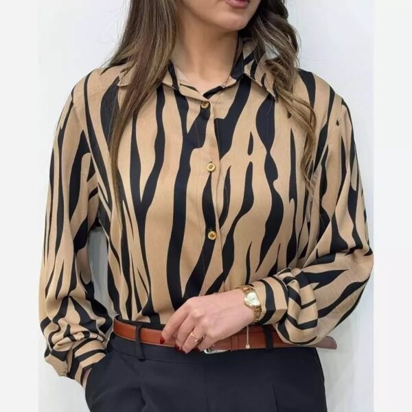 شومیز زنانه ساتن راه راه زنانه کد 264 - Image 3