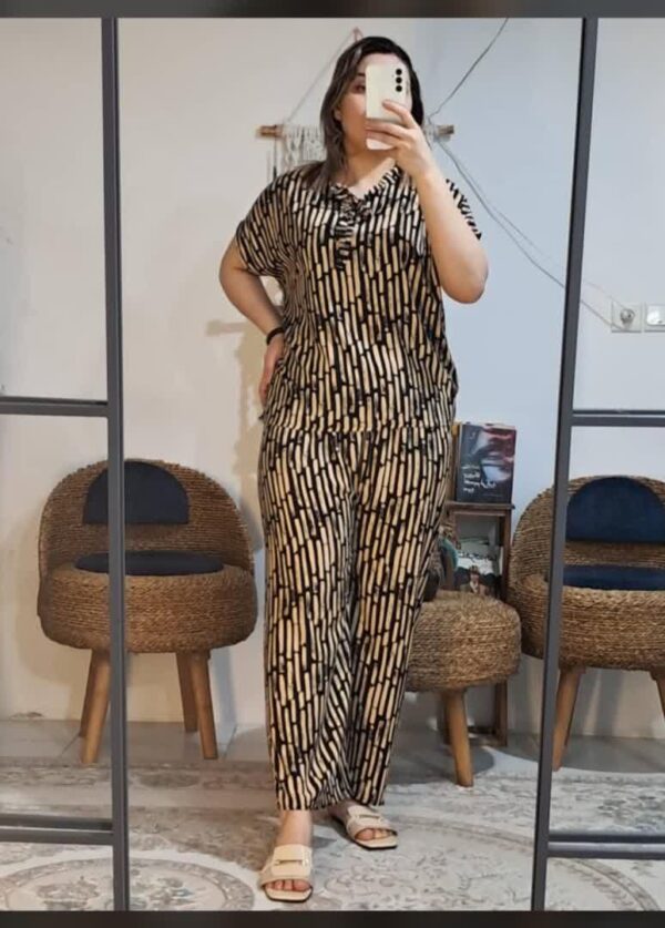 ست تیشرت شلوار نخی طرح مسی کد 355