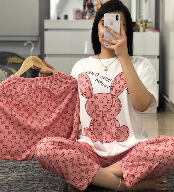 ست سه تیکه طرح خرگوش صورتی کد 399